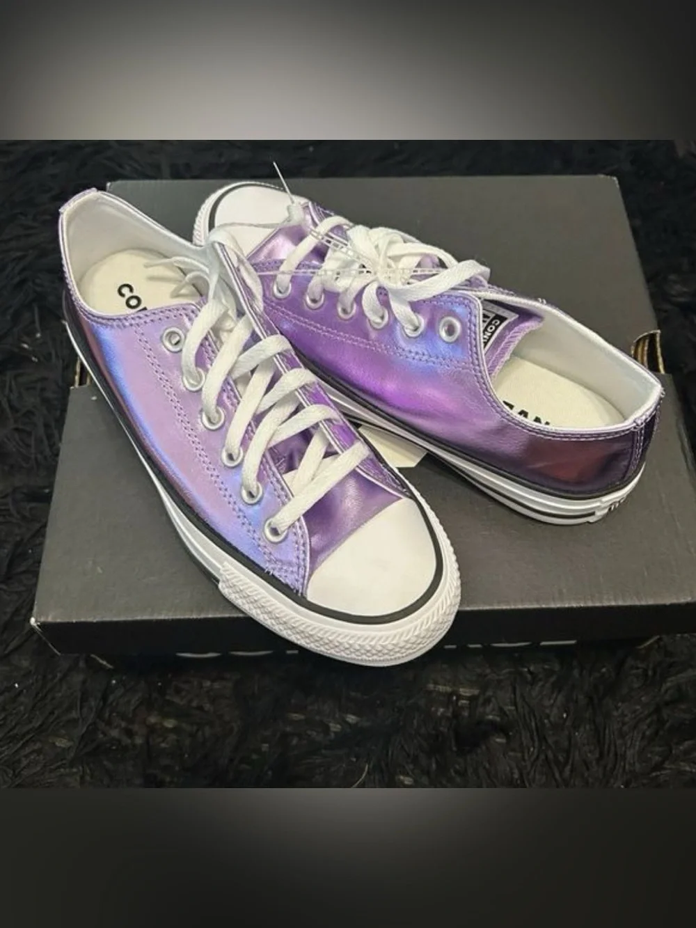 CONVERSE all Star purple metallic lace up low top shoes sneakers women’s 8.5 new